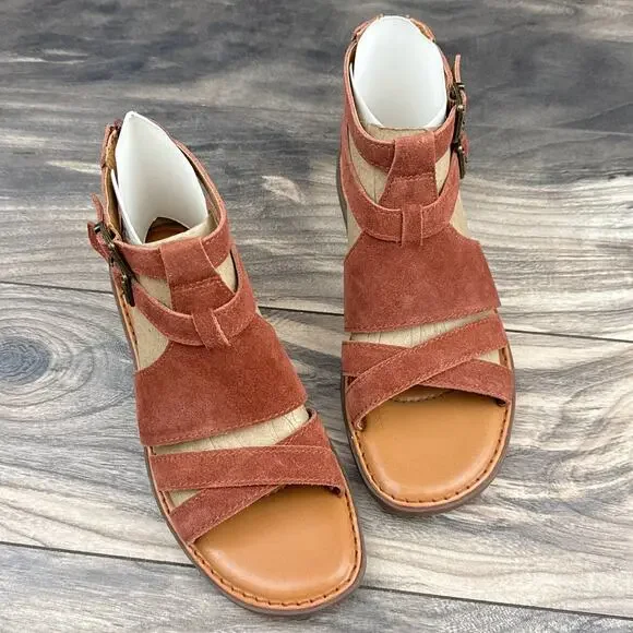 NIB BOC by Born Dora 8M Suede Gladiator Sandal Dk Red - Picture 2 of 12